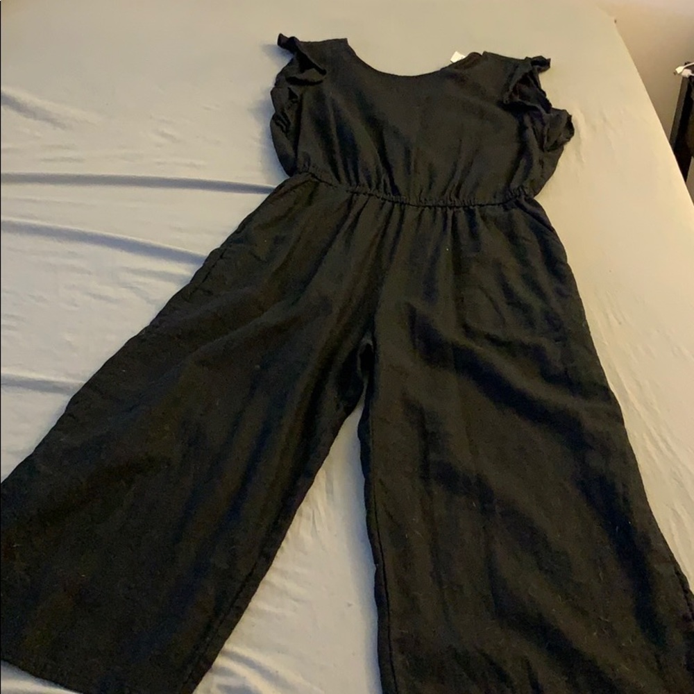 Black linen romper